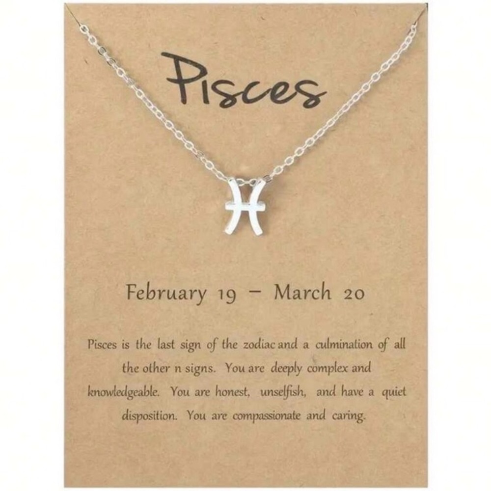 Silver Pisces Zodiac Necklace new